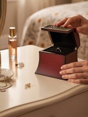 Bombay Company Musical Ring Jewelry Box  with Inlaid Lid